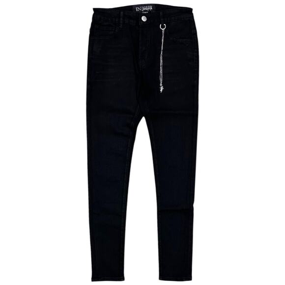 En Noir Men's Cash Black Skinny Fit Stretch Denim Jeans - Picture 2 of 4